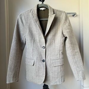 Robert Talbott Light Tan Wool Herringbone Blazer Sz 2